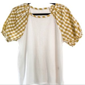 Anthropologie | yellow gingham top